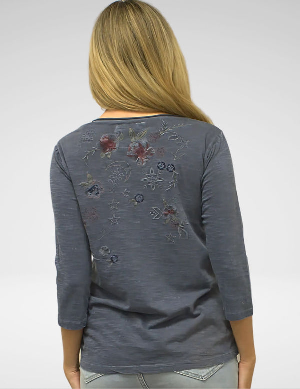 GRETA TOP WASHED BLUE (PLUS)