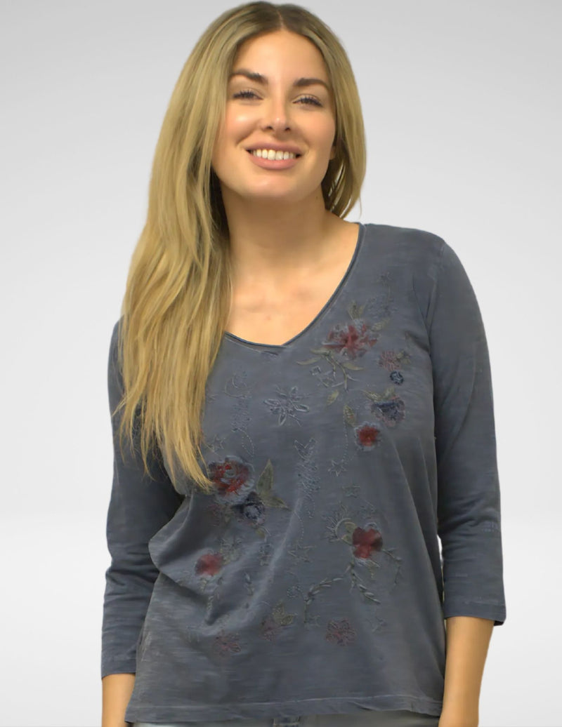 GRETA TOP WASHED BLUE (PLUS)
