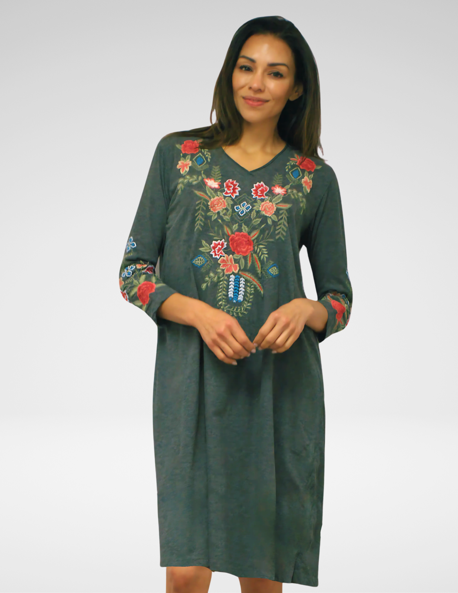 LISETTE DRESS -  DARK HEATHER GREY