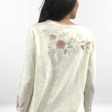 PAOLA TOP | Birch and Oxblood Cotton Long-Sleeve Tee