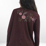 PAOLA TOP | Birch and Oxblood Cotton Long-Sleeve Tee