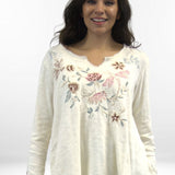 PAOLA TOP | Birch and Oxblood Cotton Long-Sleeve Tee