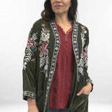DINA JACKET | Velvet Open Front Jacket with Pockets