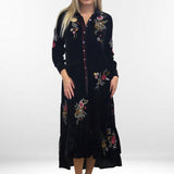 ARDEN DRESS | Romantic Long Velvet Dress with Embroidery