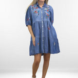KALA DRESS | Tiered Rayon Casual Dress with Embroidery