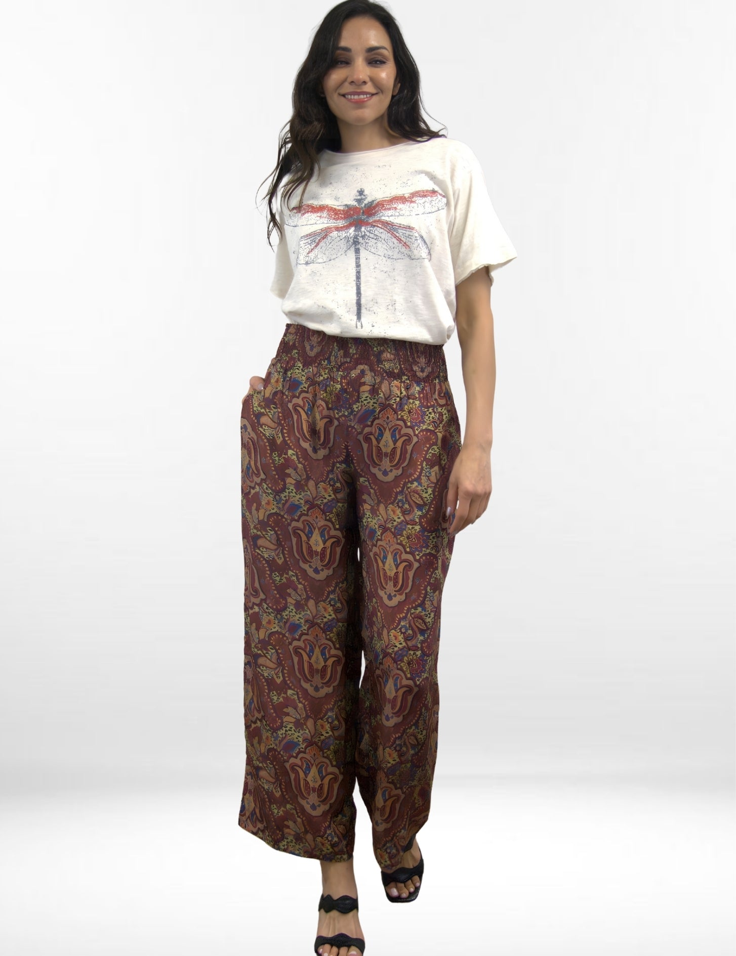 HARPER PANT | Printed Cupra Rayon Wide-Leg Pants
