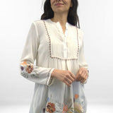 NOVA TUNIC | Sheer Tunic with Floral Embroidery