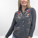 DAHLIA SHIRT | Embroidered Rayon Tencel Button-Up Blouse