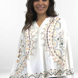 DORY BLOUSE | Embroidered Rayon Tencel Pullover in Ivory