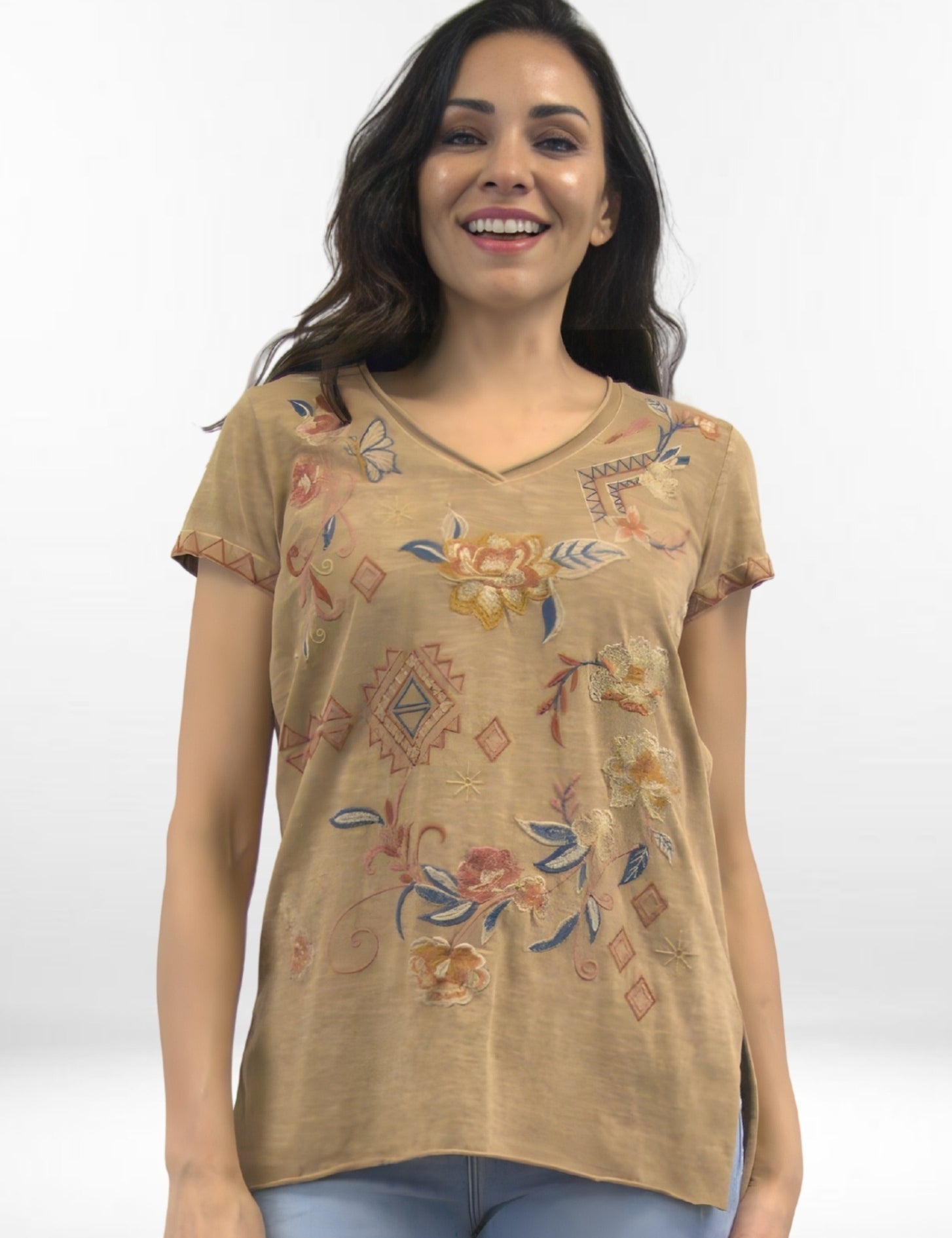 EZRA TEE | Everyday V-Neck Short Sleeve Tee with Embroidery