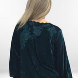 KIORA BLOUSE | 3/4 Sleeve Tonal Embroidered Velvet Pullover