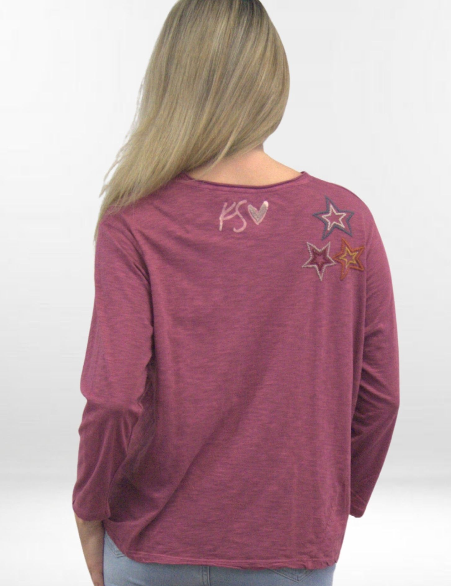 ODINE TOP | Long-sleeve Cotton Tee with Embroidery