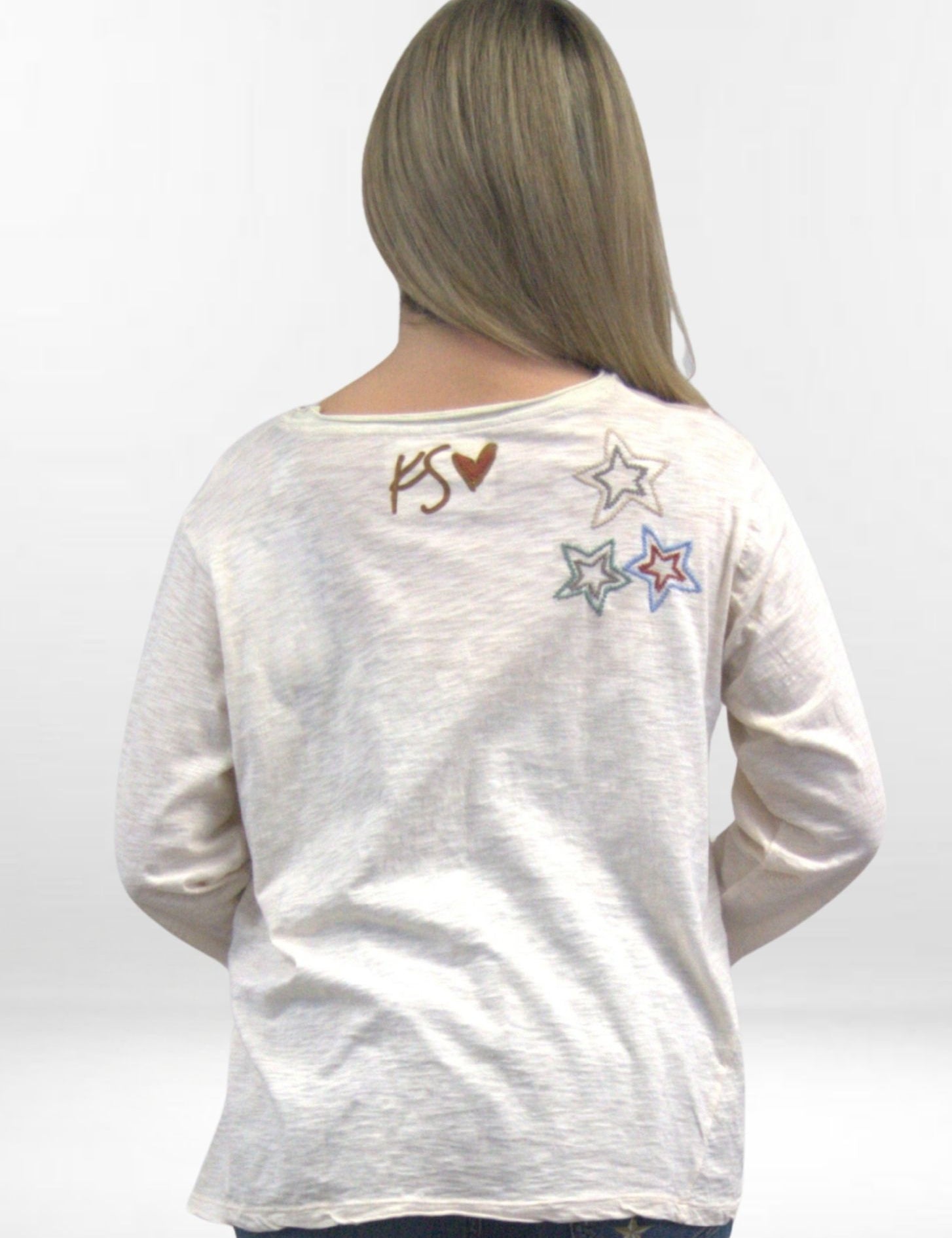 ODINE TOP | Long-sleeve Cotton Tee with Embroidery