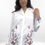 OLIVIA SHIRT | Tencel Button-Up Shirt with Embroidery