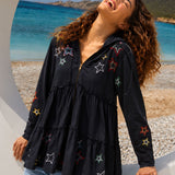 KORI JACKET | Cotton Hooded Jacket with Embroidered Stars