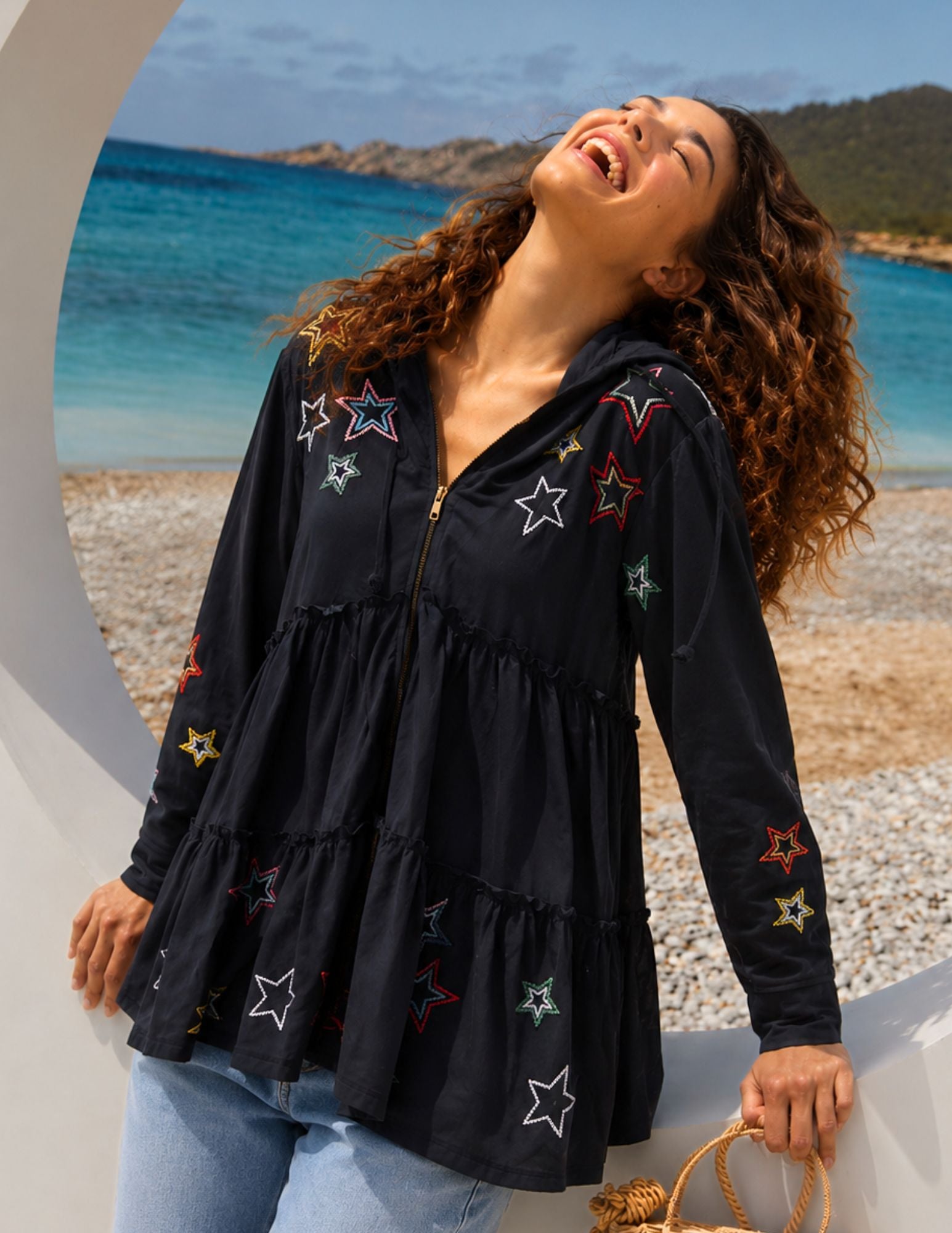 KORI JACKET | Cotton Hooded Jacket with Embroidered Stars