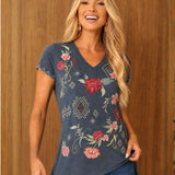 EZRA TEE | Everyday V-Neck Short Sleeve Tee with Embroidery