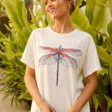 COLETTE TEE | Dark Grey Cotton Dragonfly Tee