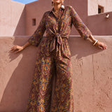 HARPER PANT | Printed Cupra Rayon Wide-Leg Pants