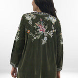 DINA JACKET | Velvet Open Front Jacket with Pockets