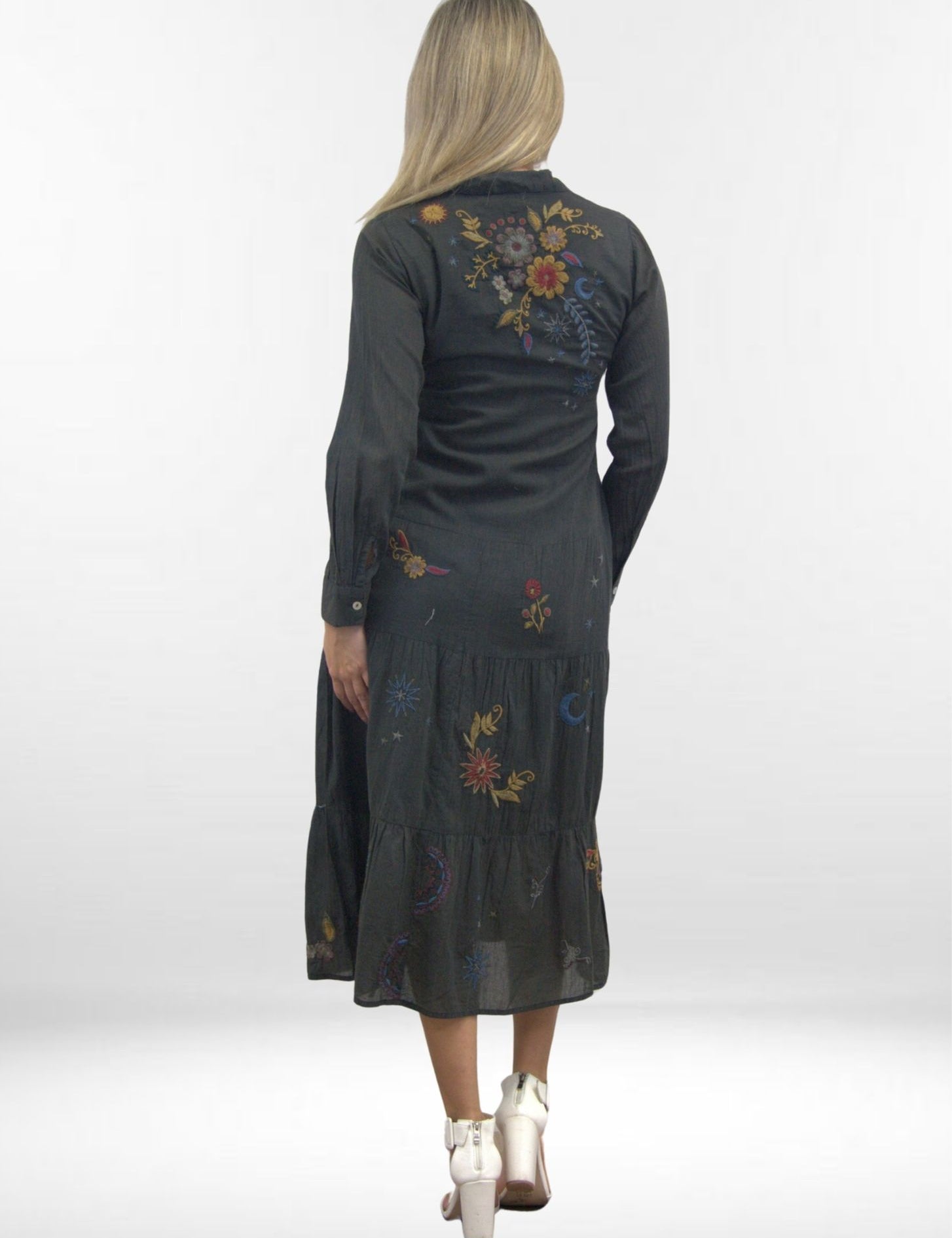 ESVI DRESS | Tissue Cotton Tiered Embroidered Dress