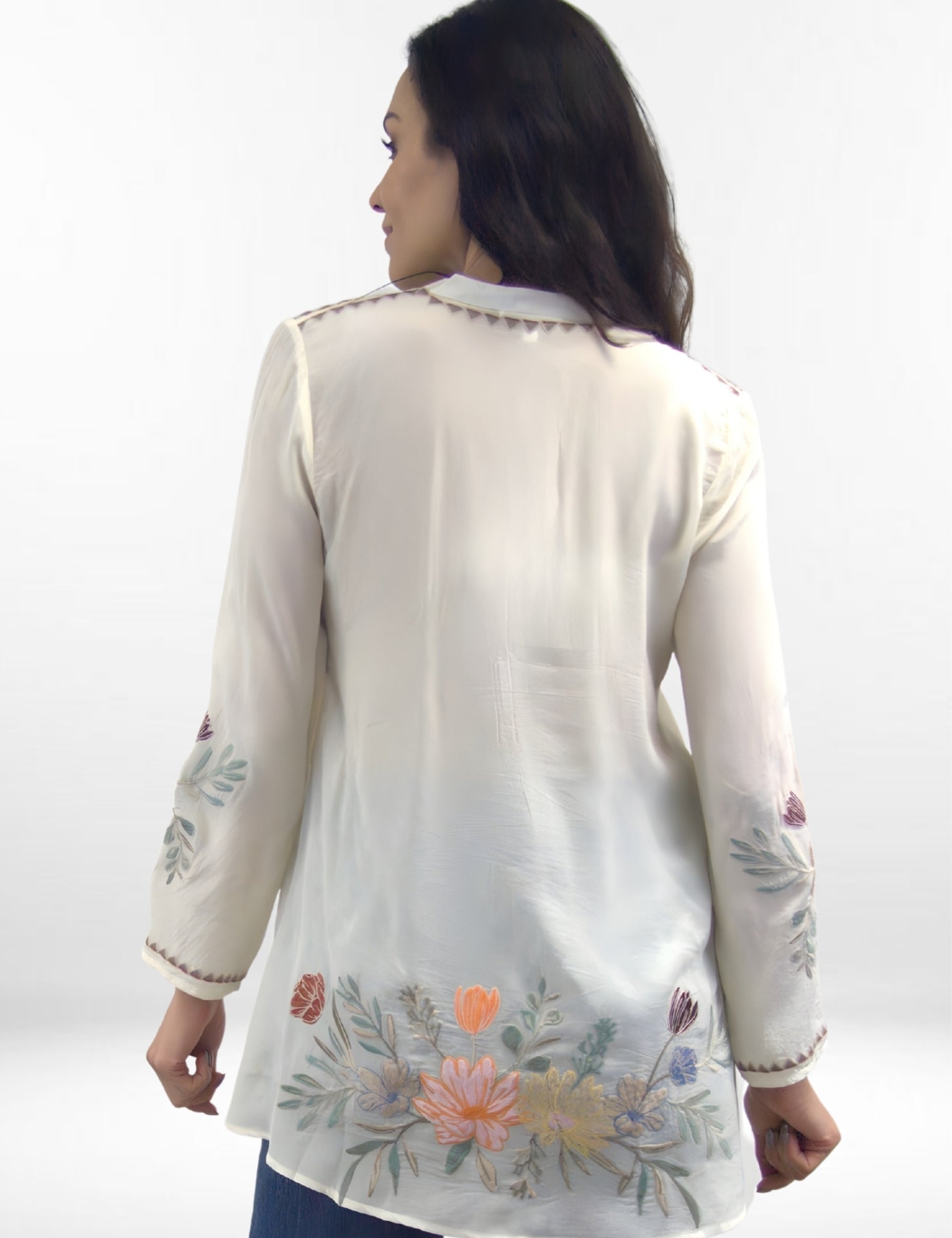 NOVA TUNIC | Sheer Tunic with Floral Embroidery