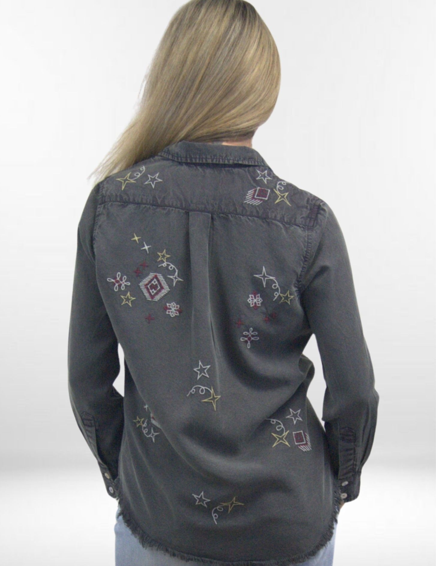 DAHLIA SHIRT | Embroidered Rayon Tencel Button-Up Blouse