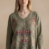 Sena Top | Women's Embroidered Boho Knit Top
