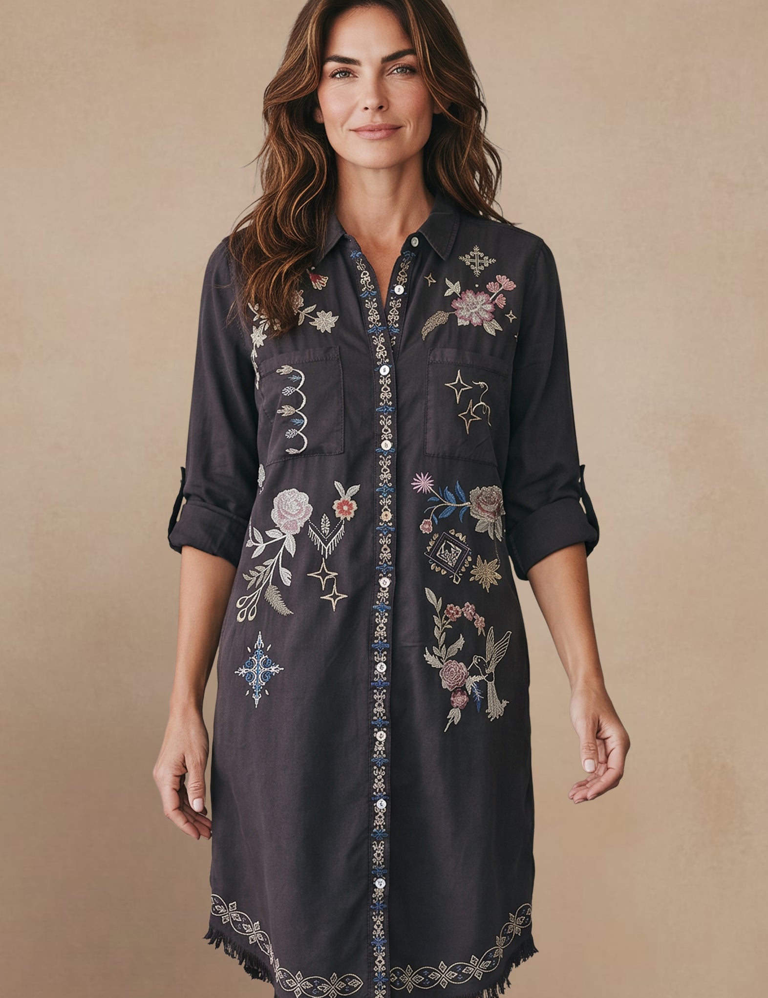 Wendy Dress | Women's Embroidered Midi Dress
